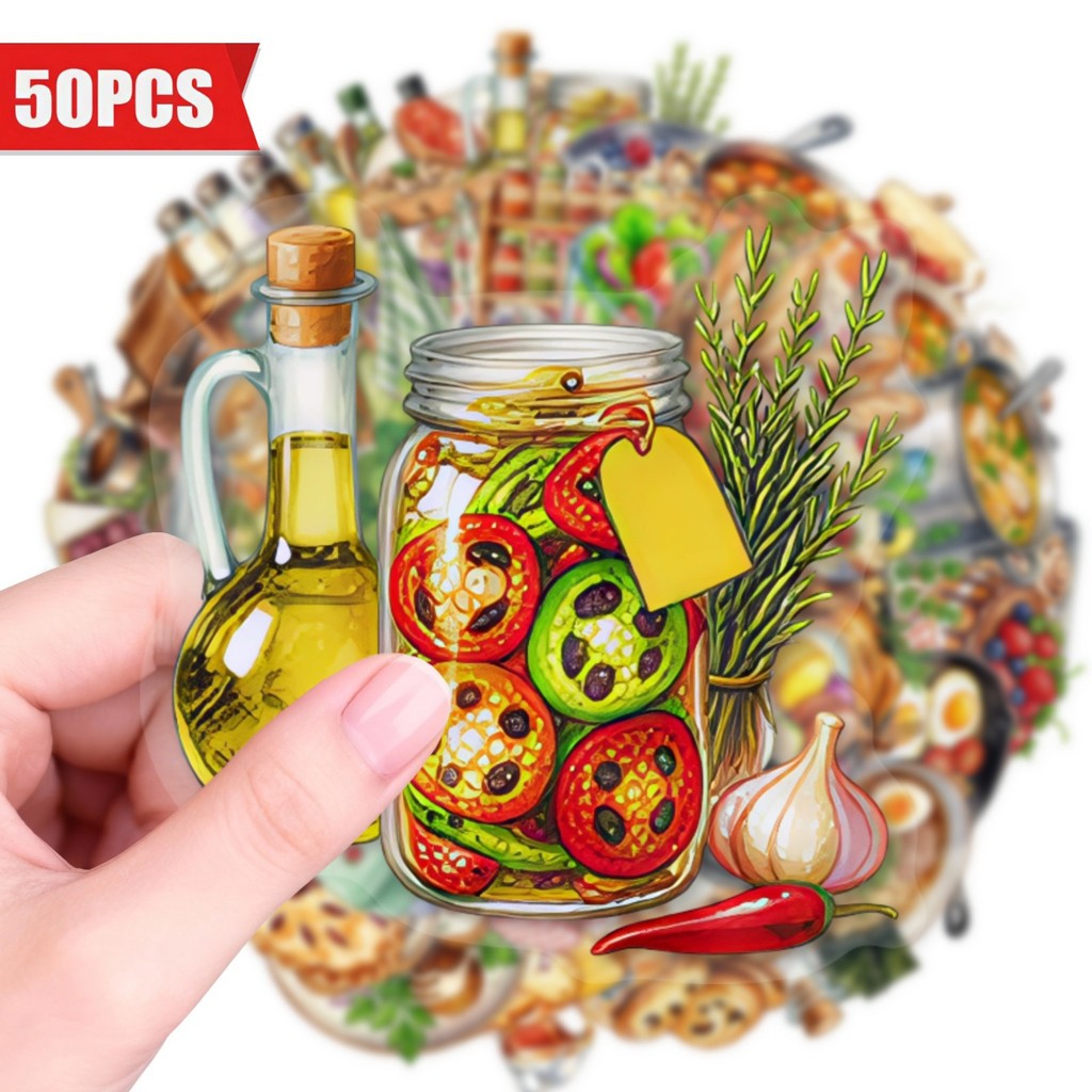 Baking (Kitchen Ingredient) - 50 Pezzi di Adesivi Trasparenti in